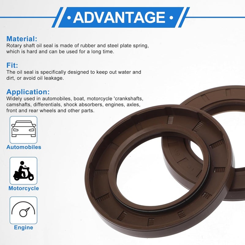 VekAuto Universal Oil Seal TC Double Lip W Steel Spring Seal Ring Rotary Shaft Seal 50x80x10mm High Pressure FKM Rubber Brown 2 Pcs - Image 4